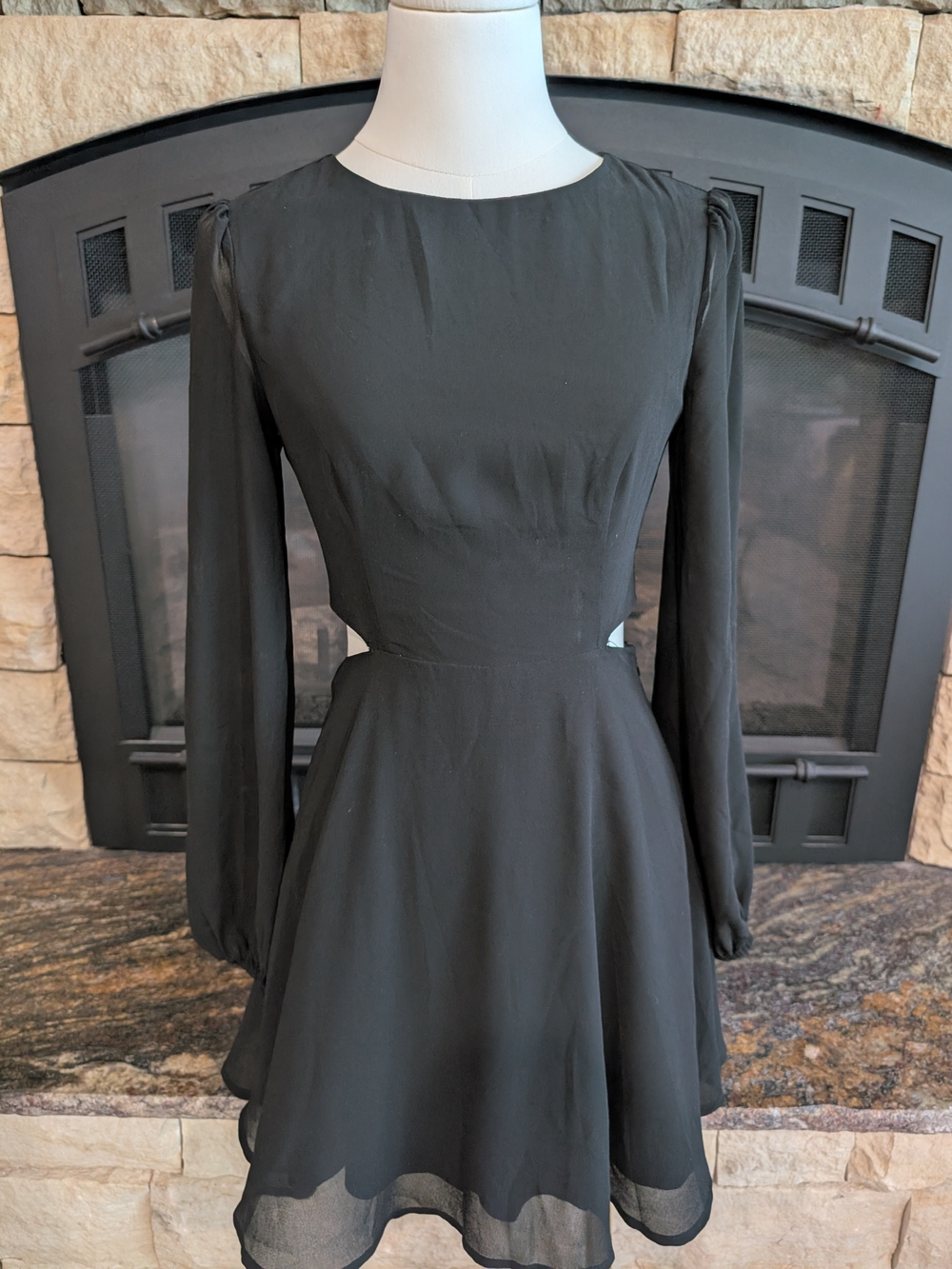 LuLu's Black Long-Sleeve A-Line Dress - Women's